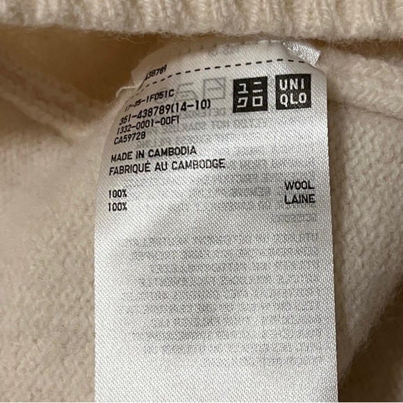 Uniqlo Women's Cream 100% Wool Crewneck Sweater Jumper Casual Classic, Size M - Picture 8 of 9